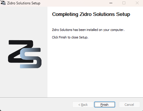 Installer complete screen